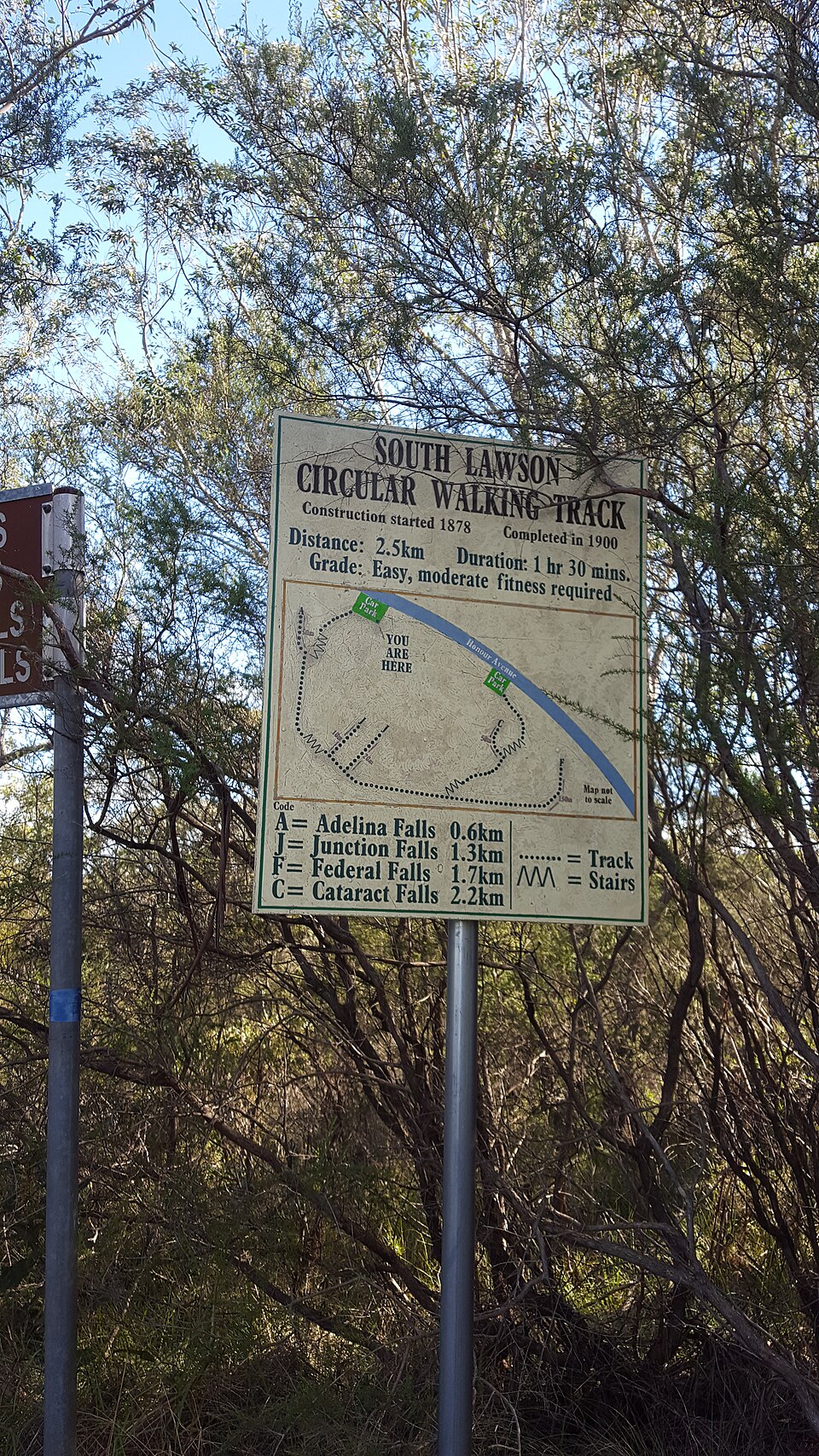 South Lawson Waterfall Circuit — trail sign